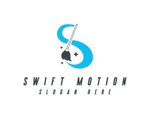 Cleaning Mop Swoosh logo design