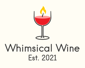 Wine Glass Candle logo design