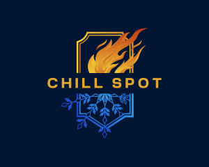 Fire Snowflake Heating Cooling logo design