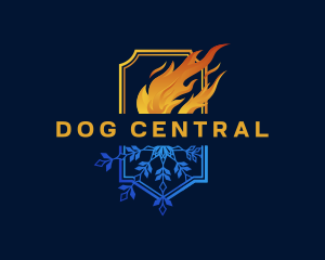 Fire Snowflake Heating Cooling logo design