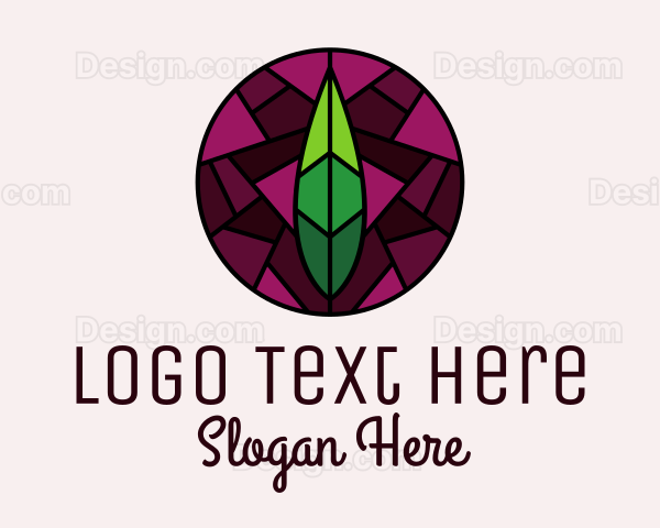 Stained Glass Leaf Decor Logo