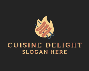 Flaming Sausage Grill logo design