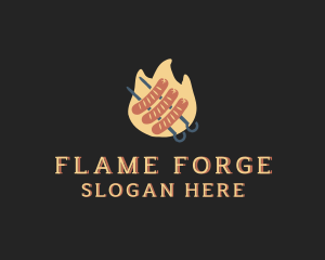 Flaming Sausage Grill logo design