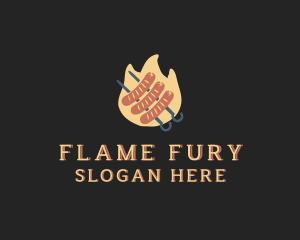 Flaming Sausage Grill logo design