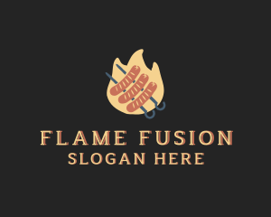 Flaming Sausage Grill logo design