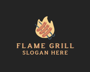 Flaming Sausage Grill logo design