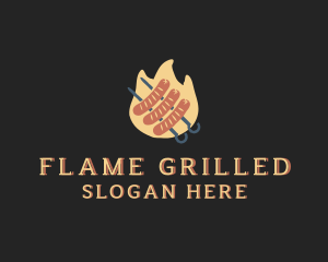 Flaming Sausage Grill logo design