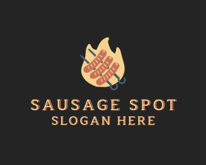 Flaming Sausage Grill logo design