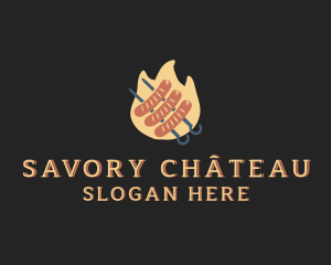 Flaming Sausage Grill logo design