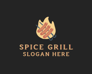 Flaming Sausage Grill logo design