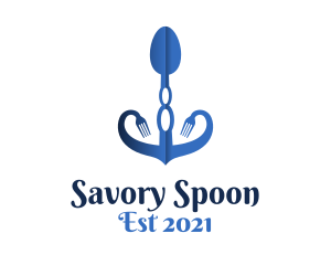 Blue Spoon Anchor logo design