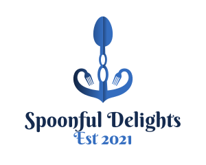 Blue Spoon Anchor logo design