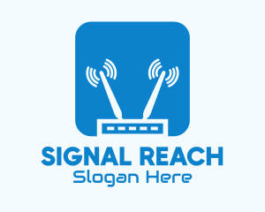 Blue Internet Router Signal logo design