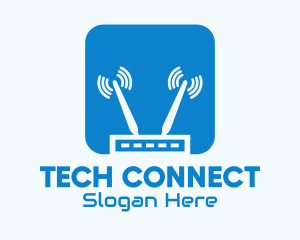 Blue Internet Router Signal logo design