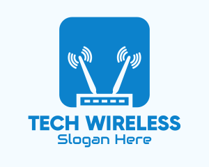 Blue Internet Router Signal logo design