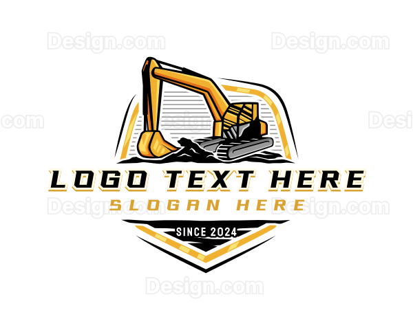 Excavator Digging Construction Logo