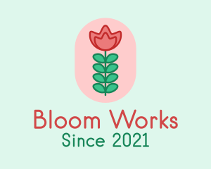 Rose Flower Stalk  logo design