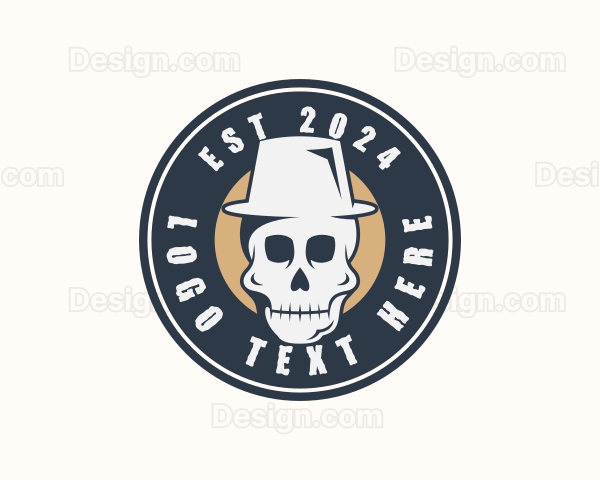 Hipster Hat Skull Logo