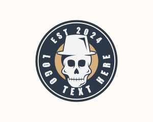 Hipster Hat Skull logo