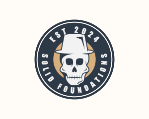 Hipster Hat Skull Logo