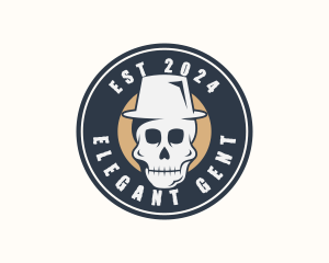 Hipster Hat Skull logo design