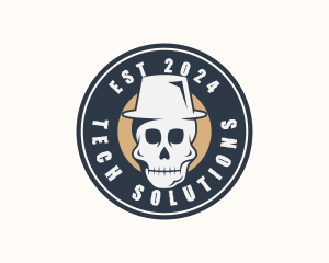 Hipster Hat Skull logo