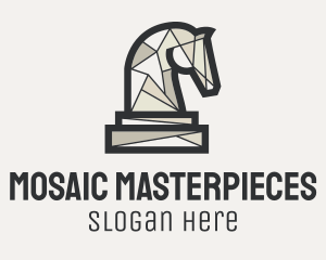 Geometric Horse Chess Piece logo design