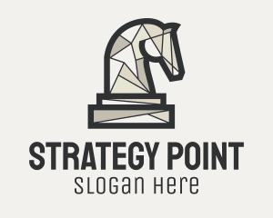 Geometric Horse Chess Piece logo design