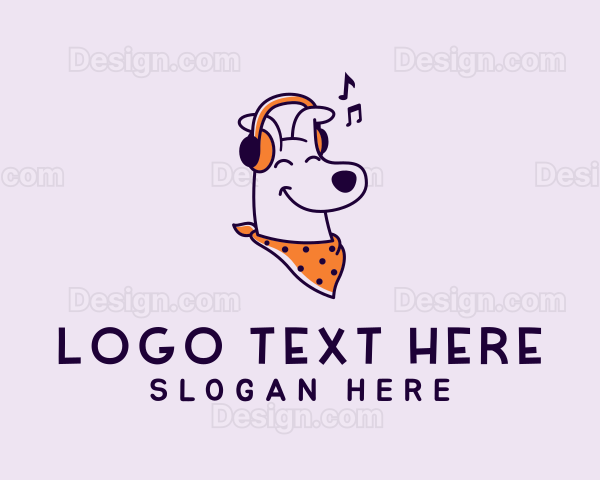 Music Headphones Dog Logo