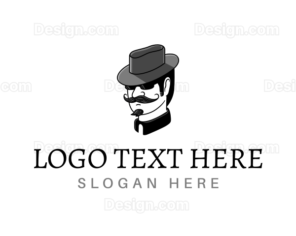 Mustache Gentleman Hat Logo