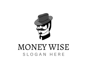 Mustache Gentleman Hat Logo