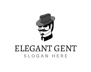 Mustache Gentleman Hat logo