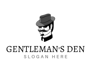 Mustache Gentleman Hat logo design