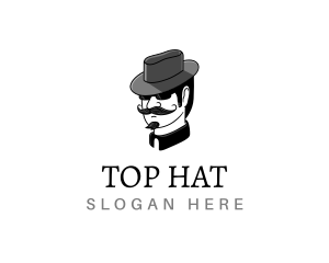 Mustache Gentleman Hat logo design