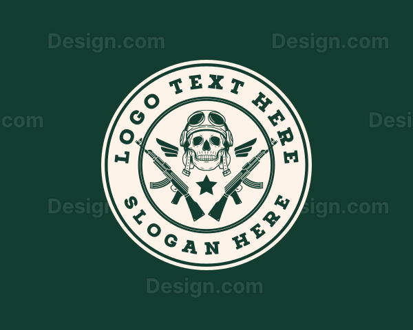 Skull Pilot Military Rifle Logo