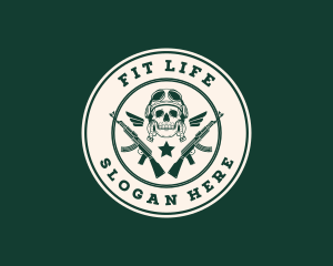 Skull Pilot Military Rifle Logo