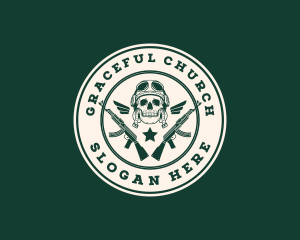 Skull Pilot Military Rifle Logo