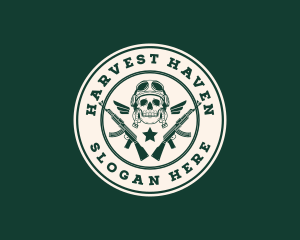 Skull Pilot Military Rifle Logo