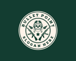 Skull Pilot Military Rifle logo design