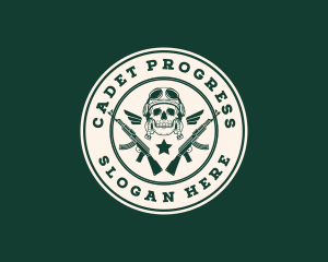 Skull Pilot Military Rifle logo design