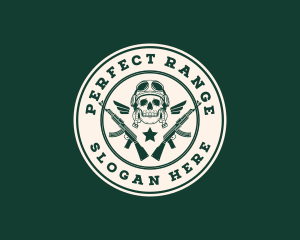 Skull Pilot Military Rifle logo design