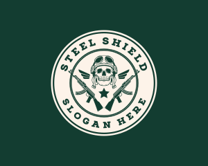 Skull Pilot Military Rifle logo design