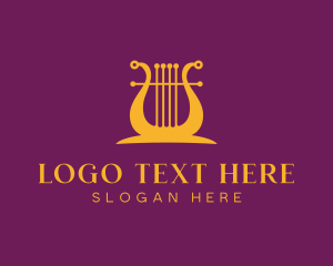 Orchestra - Harp Musical Instrument logo design