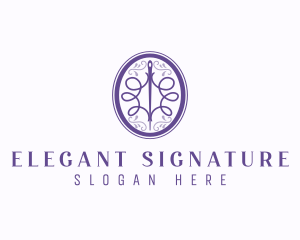 Elegant Ornament Needle logo design