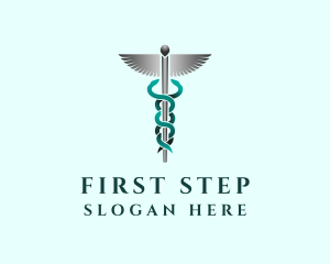 Caduceus Staff Hospital logo design