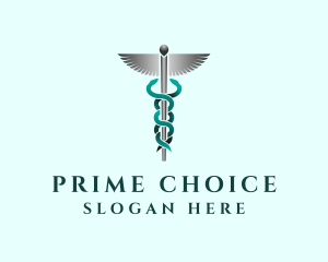 Caduceus Staff Hospital logo design