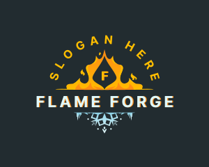 Snowflake Fire Temperature logo design