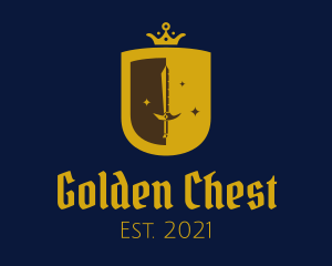 Golden Medieval Royal Shield logo design