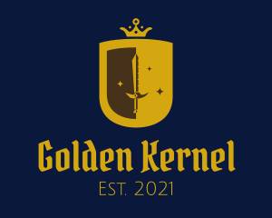 Golden Medieval Royal Shield logo design