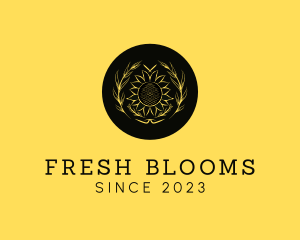 Sunflower Floral Wreath logo design